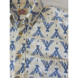 Barn‎ Fly Vintage Western Shirt Thunderbird Eagle Print Medium Blue White Cowboy